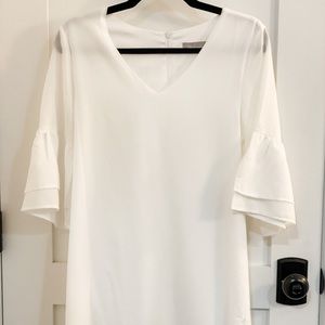 White dress with balloon sleeves